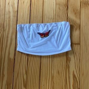 White Butterfly Tube Top